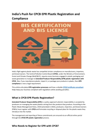 India’s Push for CPCB EPR Plastic Registration and Compliance