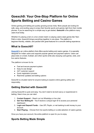 Goexch9_ A Trusted Platform for Online Betting and Gaming