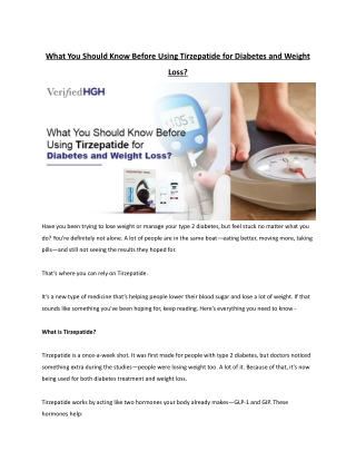 What You Should Know Before Using Tirzepatide for Diabetes and Weight  Loss?