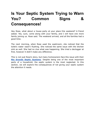 Is Your Septic System Trying to Warn You_ Common Signs & Consequences!