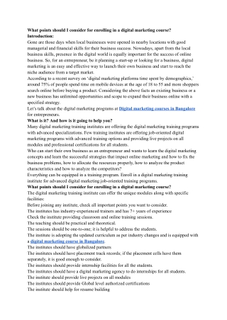 What points should I consider for enrolling in a digital marketing course