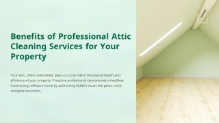Benefits of Professional Attic Cleaning Services for Your Property