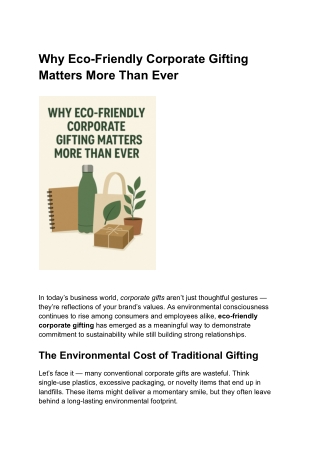 Why Eco-Friendly Corporate Gifting Matters More Than Ever