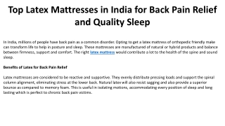 Best Latex Mattresses in India for Back Pain Relief and Restful Sleep
