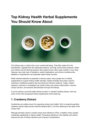 3. Top Kidney Health Herbal Supplements You Should Know About