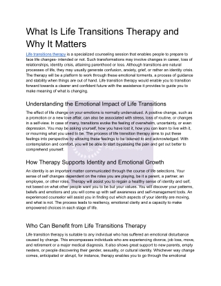 what is life transitions therapy