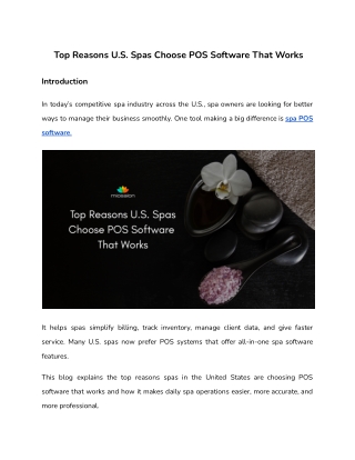 Top Reasons U.S. Spas Choose POS Software That Works