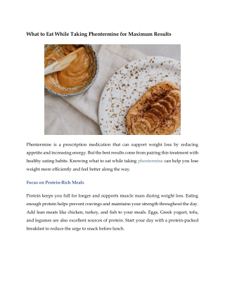 What to Eat While Taking Phentermine for Maximum Results