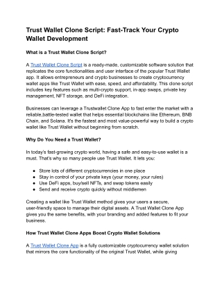 Trust Wallet Clone Script Fast-Track Your Crypto Wallet Development