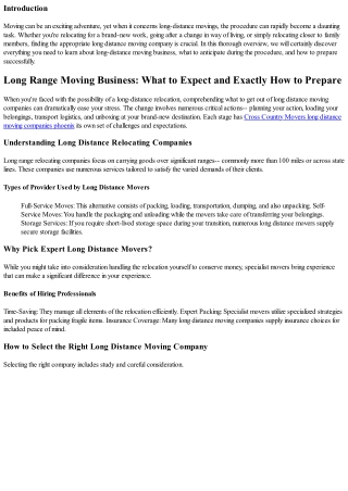 Long Distance Moving Companies: What to Expect and Exactly How to Prepare