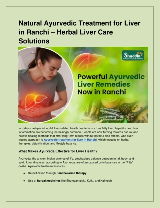 Natural Ayurvedic Treatment for Liver in Ranchi – Herbal Liver Care Solutions