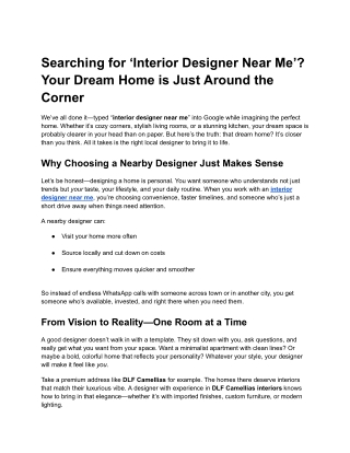 Searching for ‘Interior Designer Near Me’_ Your Dream Home is Just Around the Corner