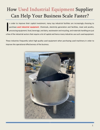How Used Industrial Equipment Supplier Can Help Your Business Scale Faster