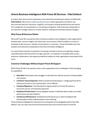 Unlock Business Intelligence With Power BI Services - Fidel Softech