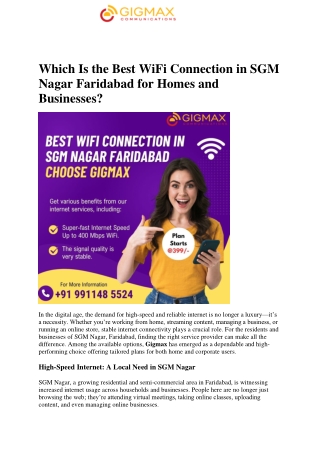 Which Is the Best WiFi Connection in SGM Nagar Faridabad for Homes and Businesses.docx