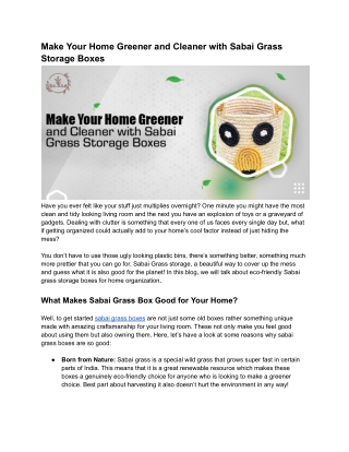 Make Your Home Greener and Cleaner with Sabai Grass Storage Boxes