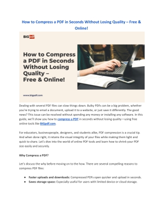 How to Compress a PDF in Seconds Without Losing Quality – Free & Online