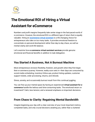 The Emotional ROI Of Hiring A Virtual Assistant For eCommerce