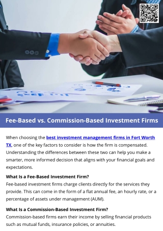Fee-Based vs. Commission-Based Investment Firms