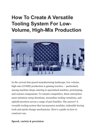how to create a versatile tooling system