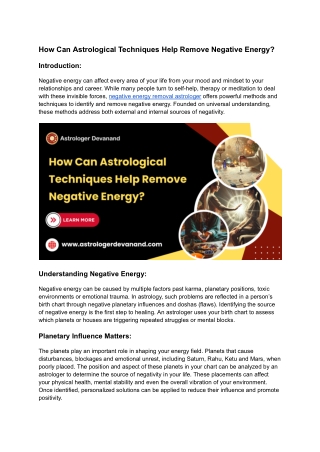 How Can Astrological Techniques Help Remove Negative Energy