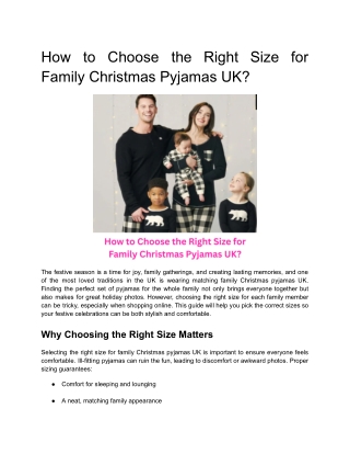How to Choose the Right Size for Family Christmas Pyjamas UK?