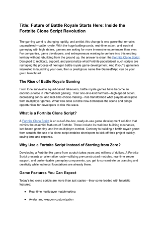 Future of Battle Royale Starts Here_ Inside the Fortnite Clone Script Revolution