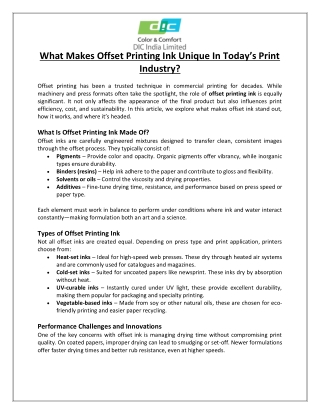 what makes offset printing ink unique in today