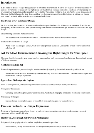 Art for Mood Enhancement: Choosing the Right Images for Your Space