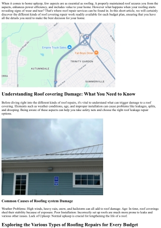 Exploring the Different Types of Roofing Repairs for Every Spending plan