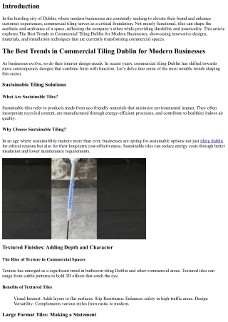 The Best Trends in Commercial Tiling Dublin for Modern Businesses