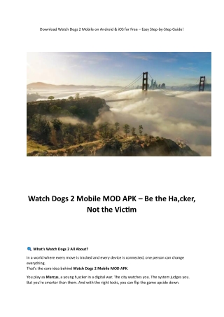 Download Watch Dogs 2 Mobile on Android & iOS for Free – Easy Step-by-Step Guide