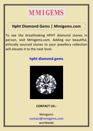 Hpht Diamond Gems Mmigems.com