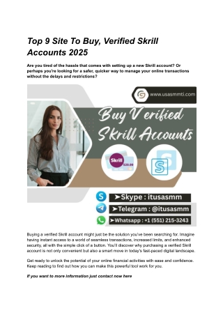 Top 9 Site To Buy, Verified Skrill Accounts 2025