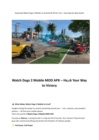 Download Watch Dogs 2 Mobile on Android & iOS for Free – Easy Step-by-Step Guide