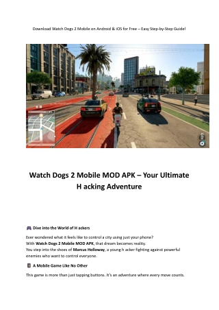 Download Watch Dogs 2 Mobile on Android & iOS for Free – Easy Step-by-Step Guide