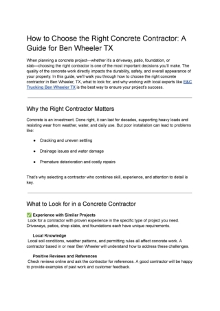How to Choose the Right Concrete Contractor_ A Guide for Ben Wheeler TX