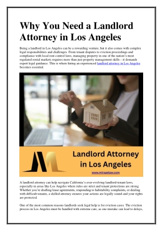 Why You Need a Landlord Attorney in Los Angeles - www.miragelaw.com