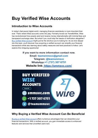 Buy Verified Wise Accounts – Smooth and Fast Process
