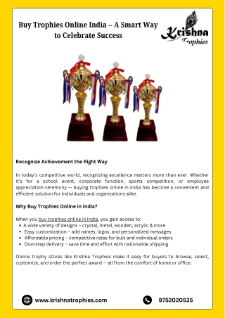 Buy Trophies Online India – A Smart Way to Celebrate Success