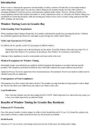 Window Tinting Laws and Benefits for Granite Bay Residents