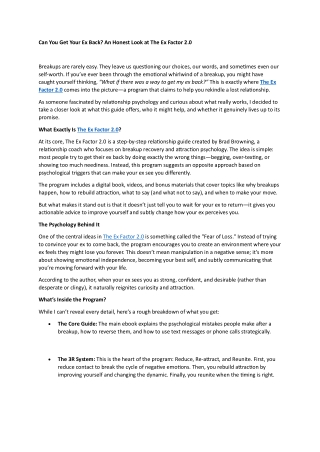 The Ex Factor 2.0 Review – Can You Win Back Your Ex?