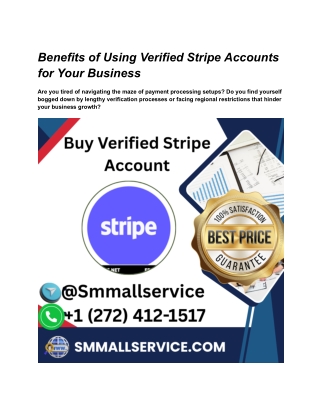 Benefits of Using Verified Stripe Accounts for Your Business