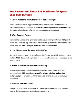 Top Reasons to Choose B2B Platforms for Sports Shoe Bulk Buying!!"