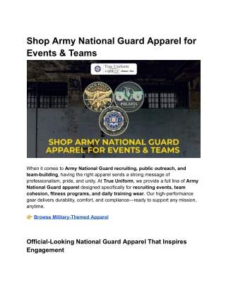 Shop Army National Guard Apparel for Events & Teams