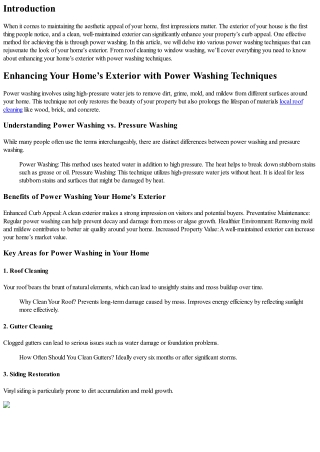 Enhancing Your Home’s Exterior with Power Washing Techniques