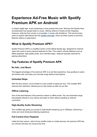 Experience Ad-Free Music with Spotify Premium APK on Android