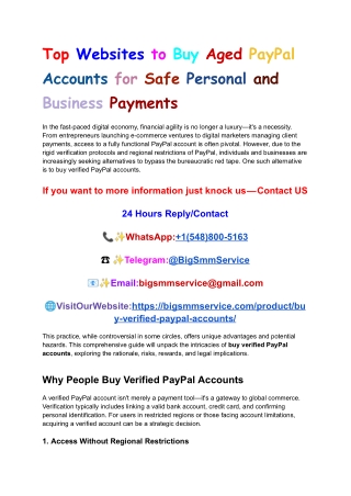 Top Platforms to Buy Aged PayPal Accounts for Secure Business and Everyday Use