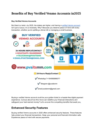 Benefits of Buy.. Verified Venmo Accounts in2025