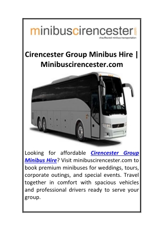 Cirencester Group Minibus Hire  Minibuscirencester.com